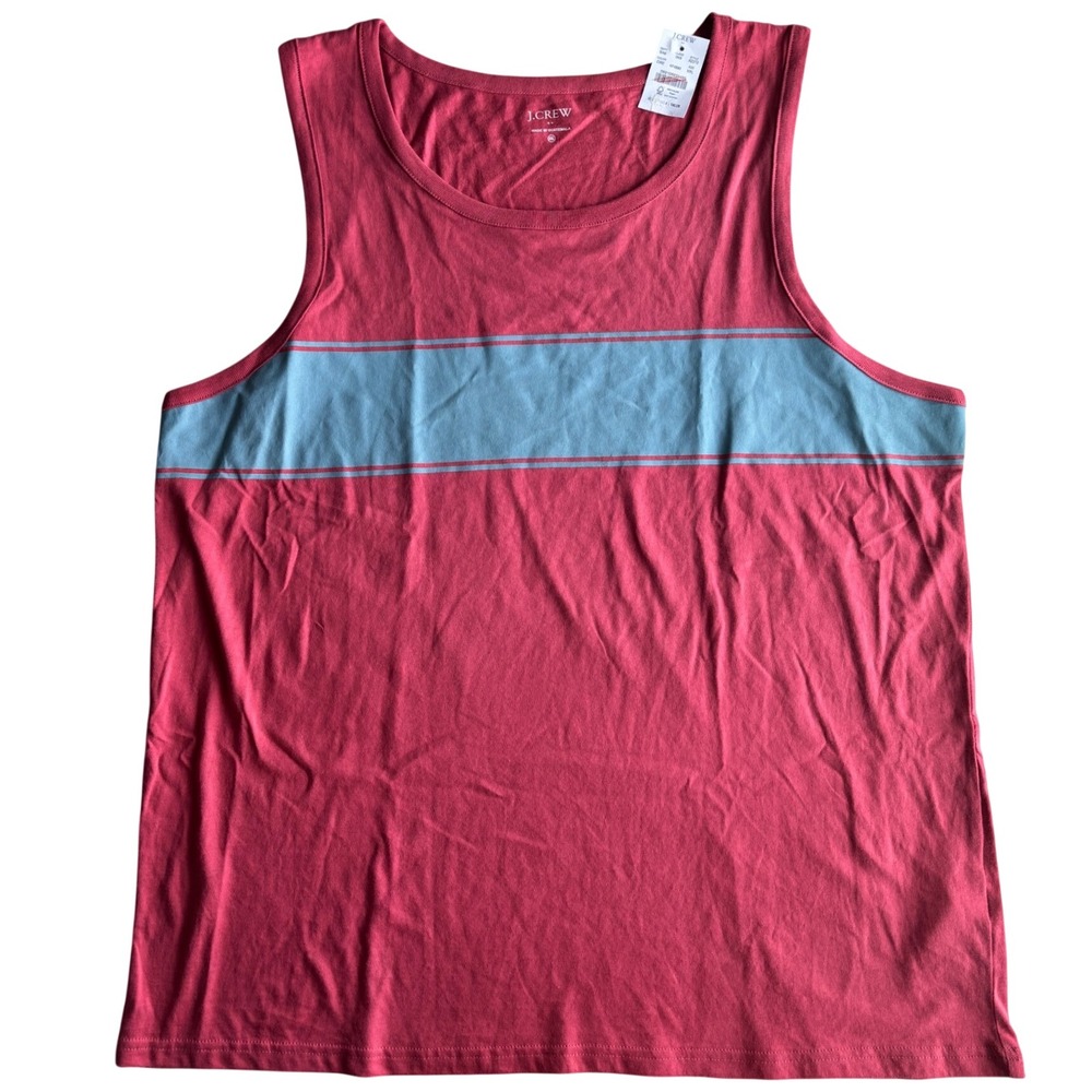 J.Crew Mens Striped Cotton Tank Top Red Blue XXL NEW Beach Casual Streetwear